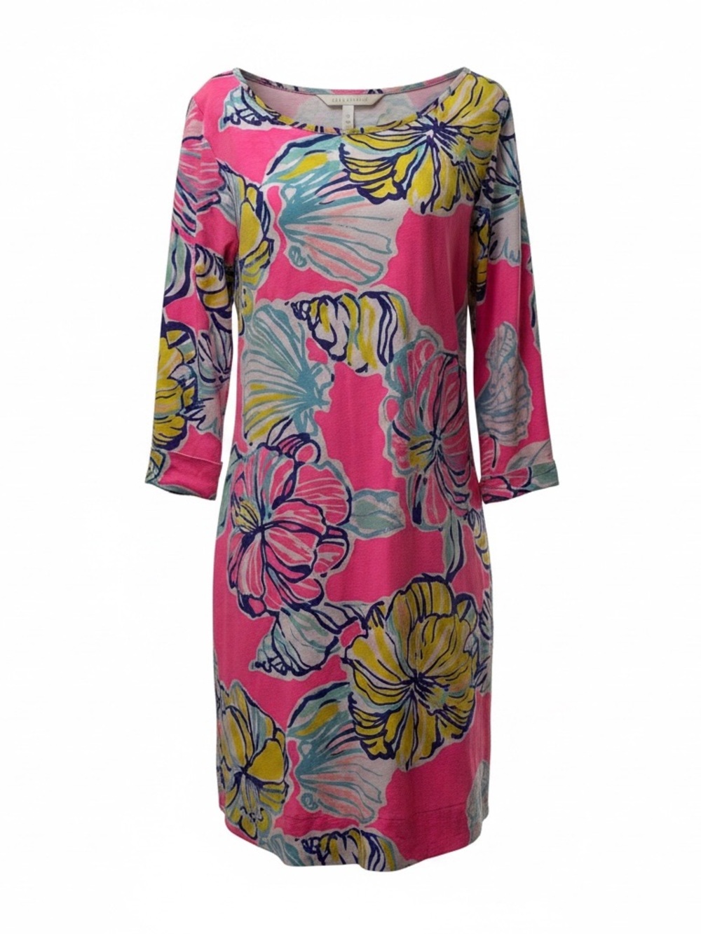 Lilly Pulitzer Pink Tropical Print Dress with Yellow & Blue Accents